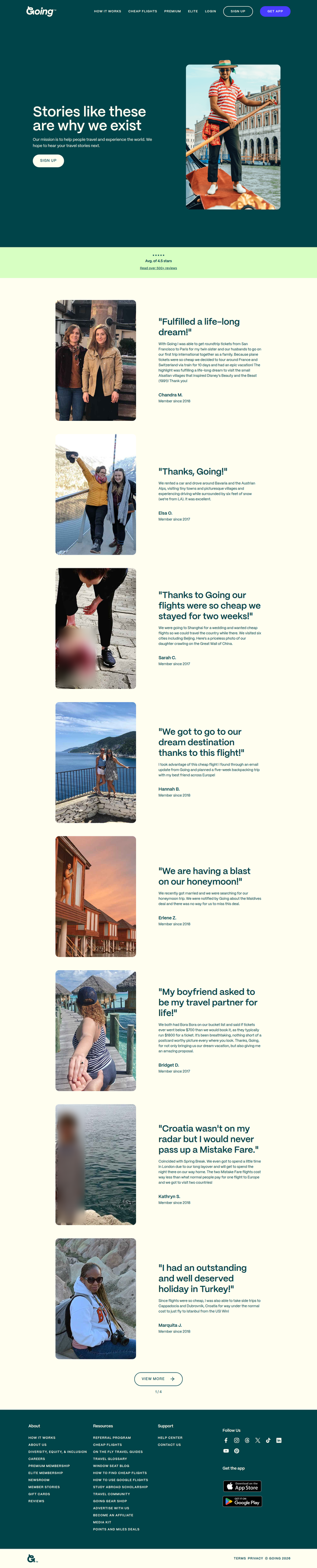 Member Stories page from Going
