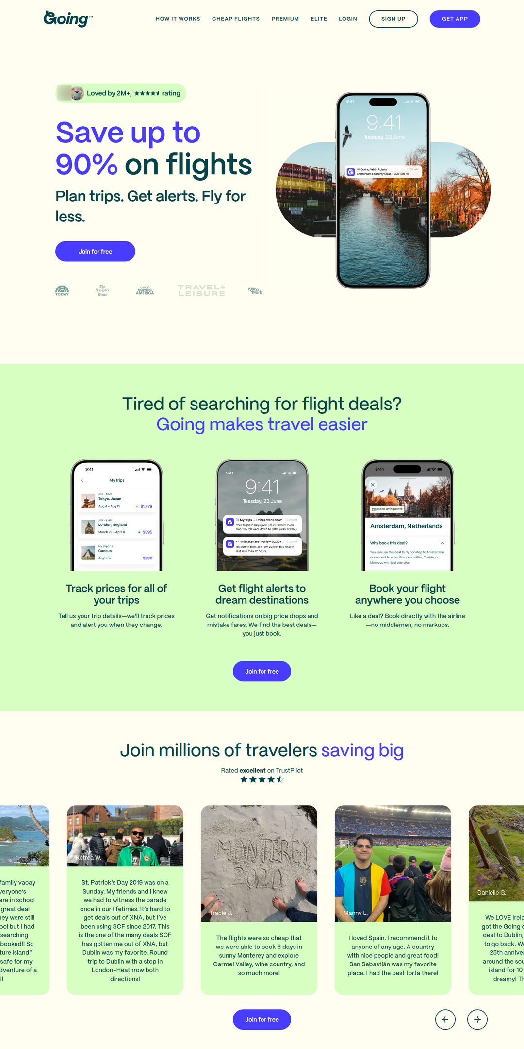 Home page of the Going website
