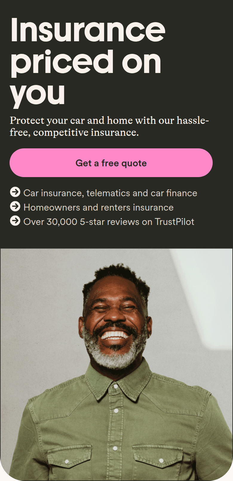 Insurance Priced on You section from Marshmallow, on a phone