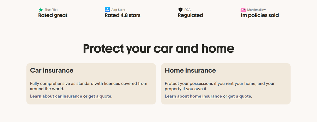 Protect Your Car and Home section from Marshmallow