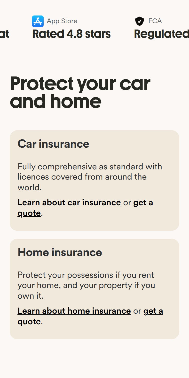 Protect Your Car and Home section from Marshmallow, on a phone