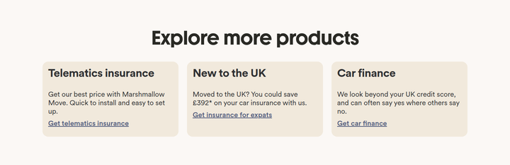 Explore More Products section from Marshmallow