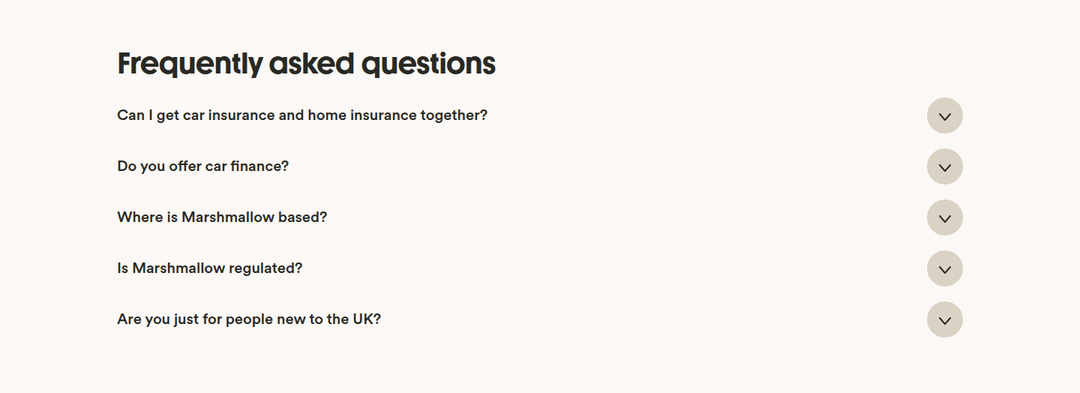 Frequently Asked Questions section from Marshmallow