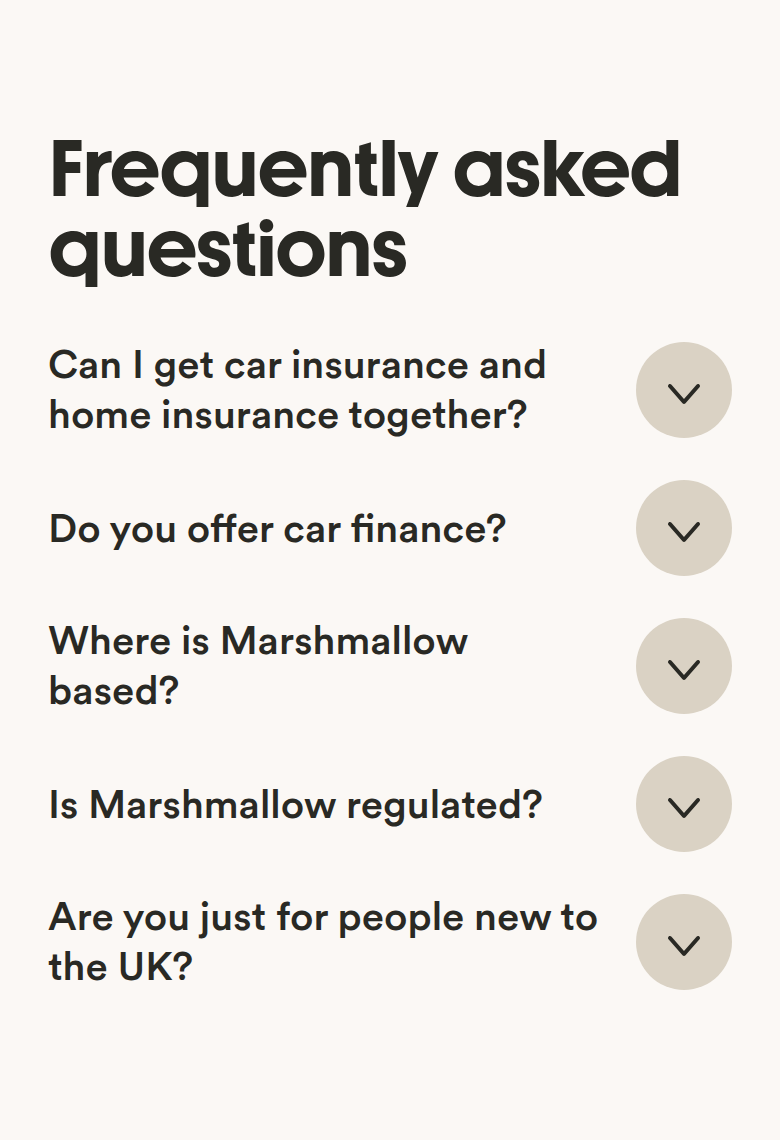 Frequently Asked Questions section from Marshmallow, on a phone