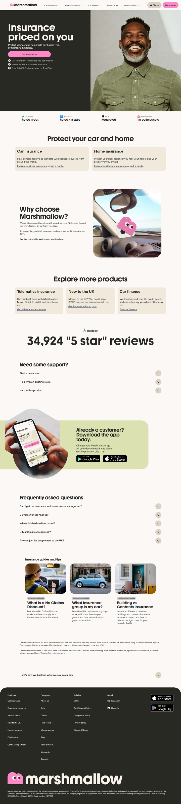 Home page from Marshmallow