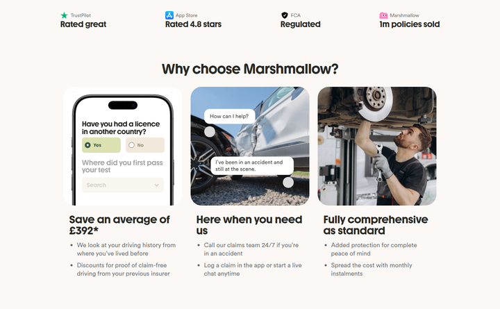 Why Choose Marshmallow? section from Marshmallow