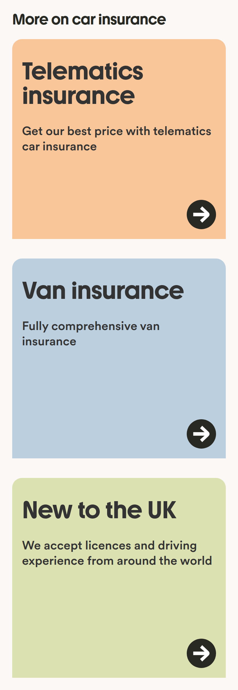 More on Car Insurance section from Marshmallow, on a phone