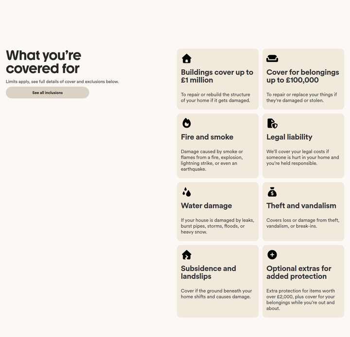 What You're Covered For section from Marshmallow