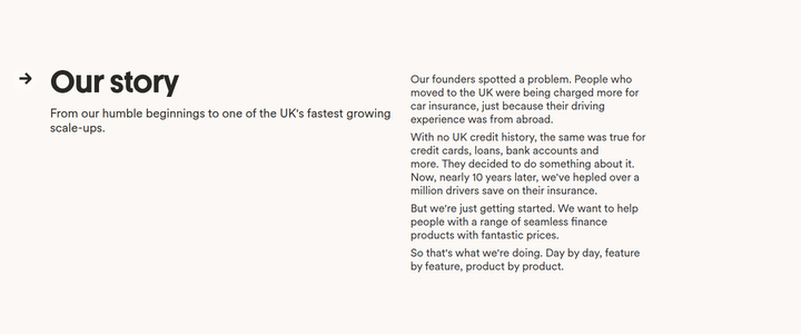 Our Story section from Marshmallow