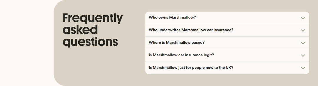 Frequently Asked Questions section from Marshmallow