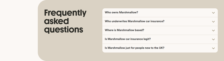 Frequently Asked Questions section from Marshmallow