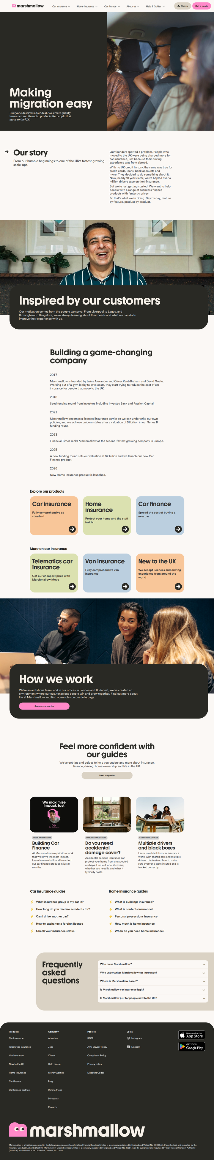 About Us page from Marshmallow