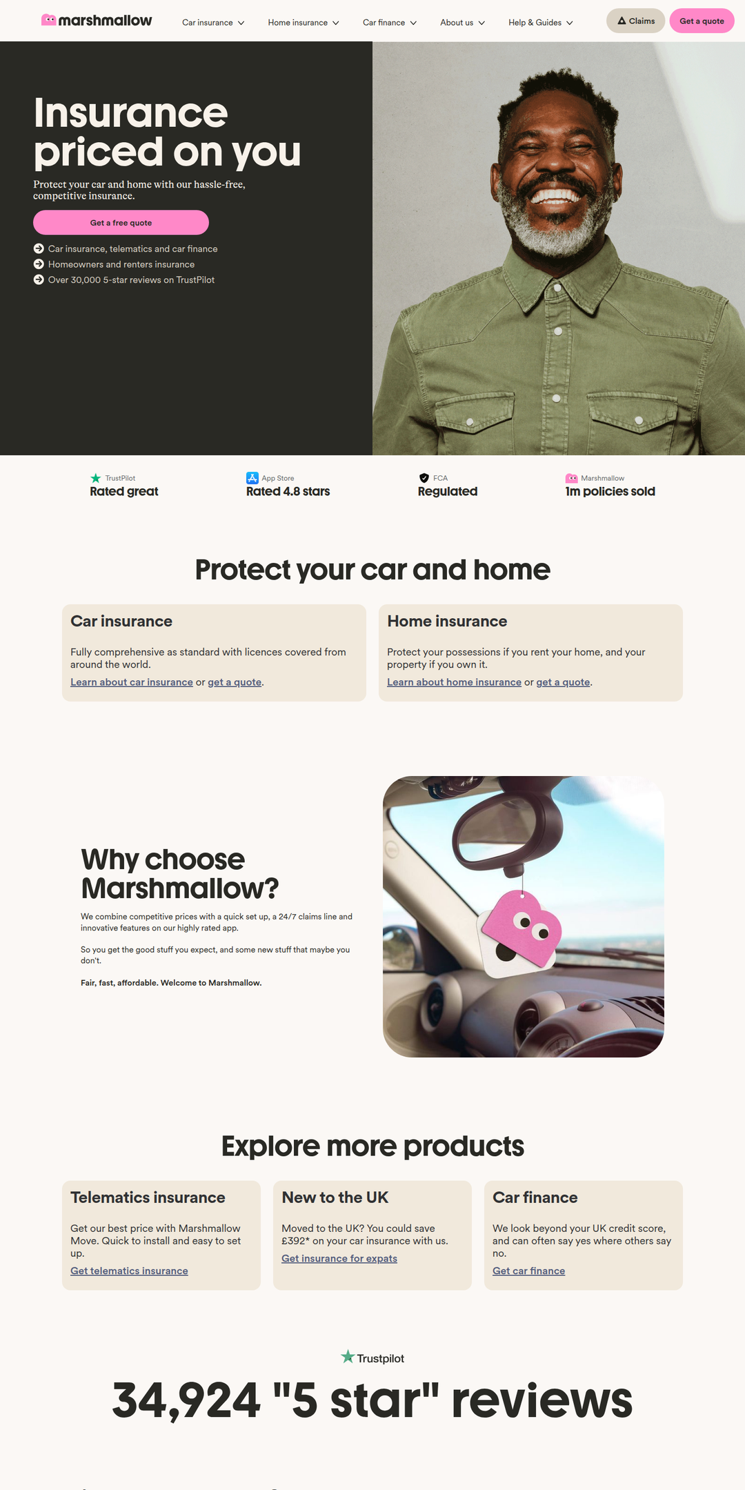 Home page of the Marshmallow website