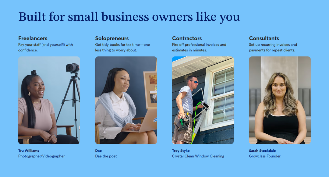 Built for Small Business Owners Like You section from Wave