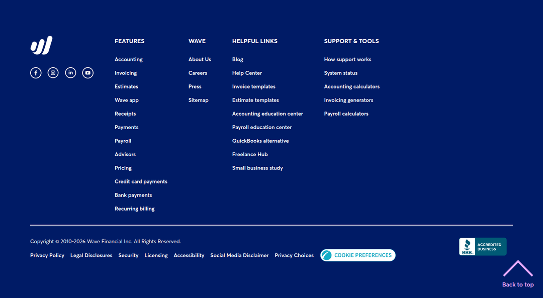 Footer section from Wave