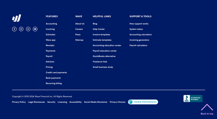 Footer section from Wave