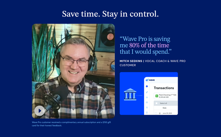 Save Time. Stay in Control. section from Wave