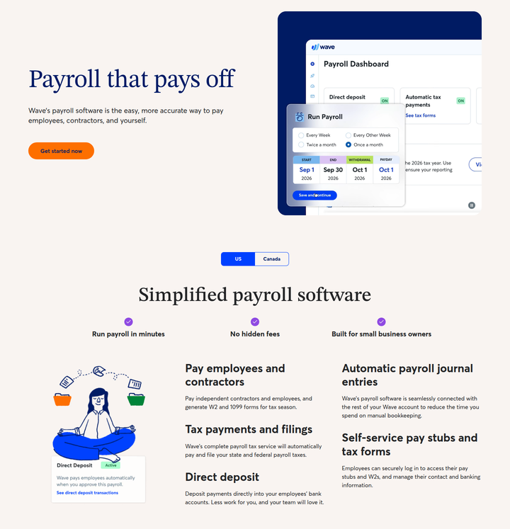 Payroll That Pays Off section from Wave