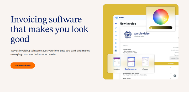 Invoicing Software That Makes You Look Good section from Wave