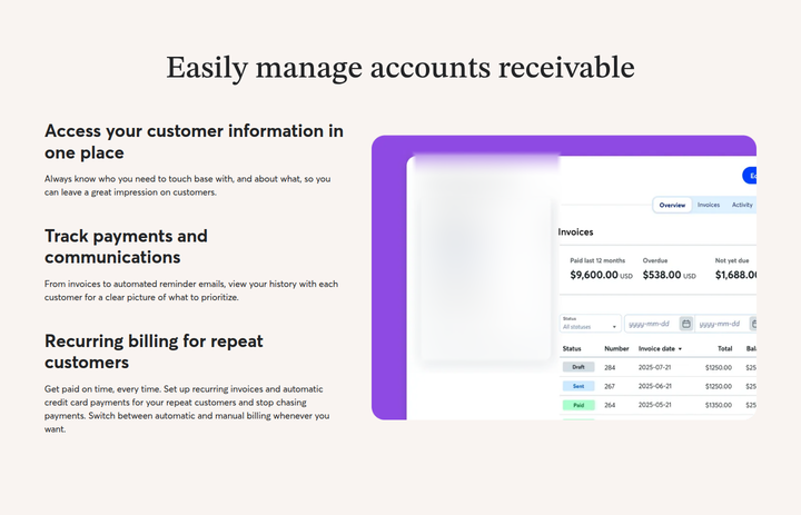Easily Manage Accounts Receivable section from Wave