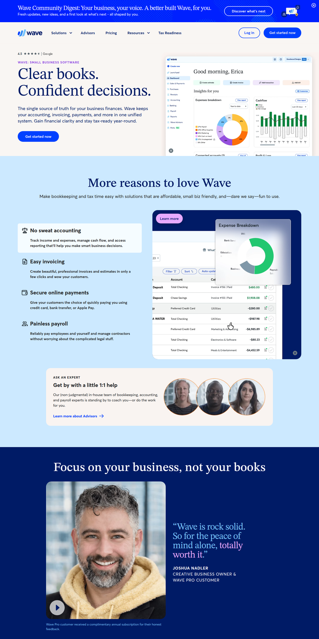 Home page of the Wave website