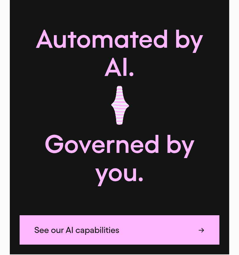 Automated by AI, Governed by You section from Pleo, on a phone
