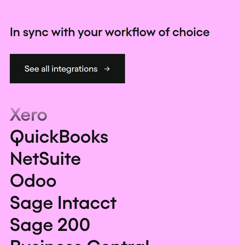 In Sync with Your Workflow of Choice section from Pleo, on a phone