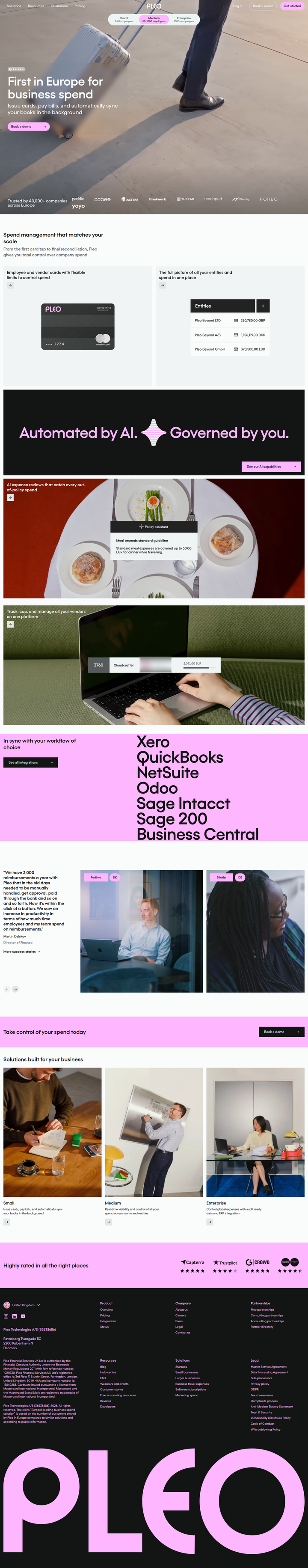 Home page from Pleo