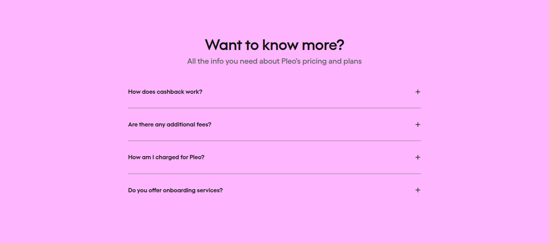 Want to Know More section from Pleo