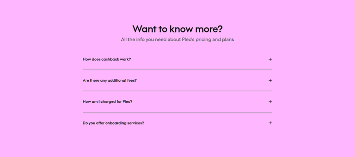 Want to Know More section from Pleo