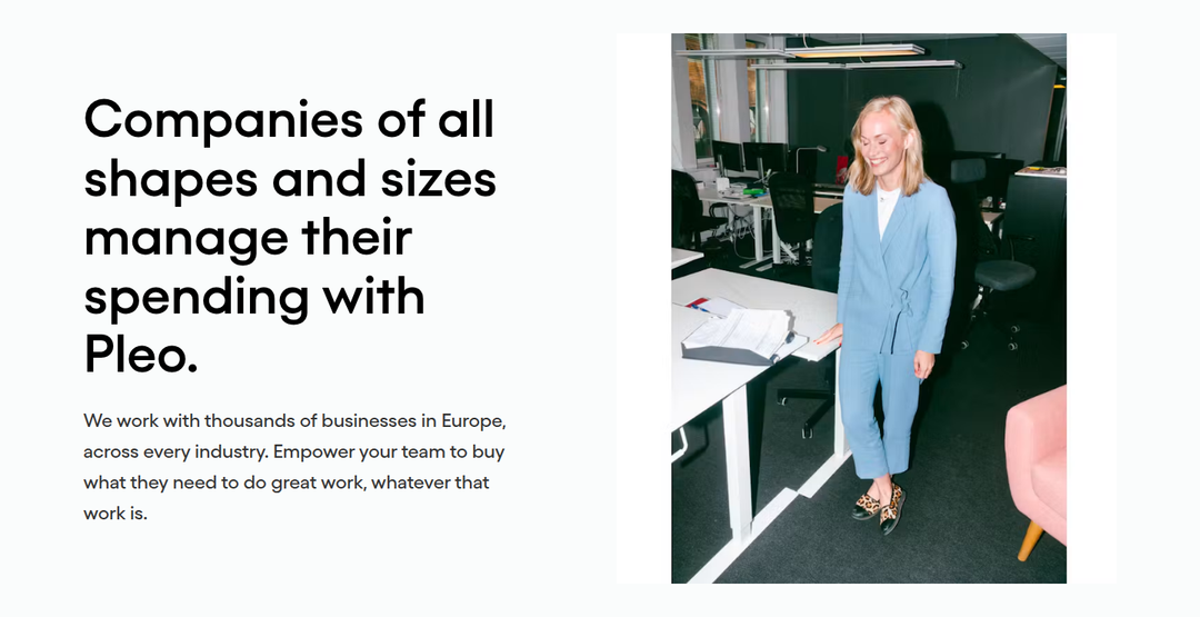 Companies of All Shapes and Sizes section from Pleo