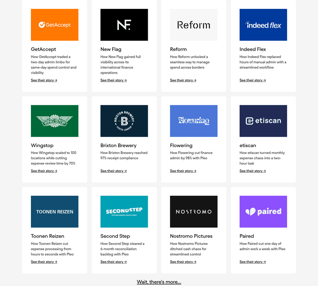 Customer Stories section from Pleo