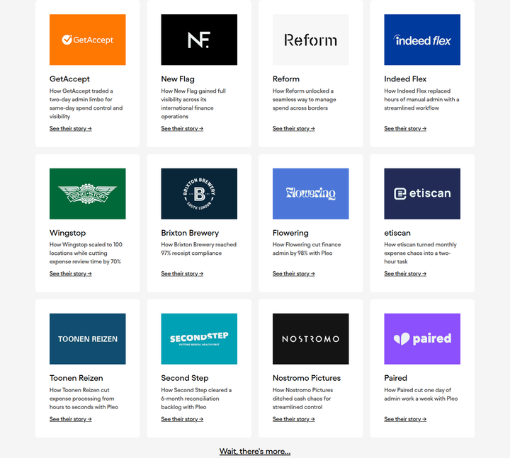 Customer Stories section from Pleo