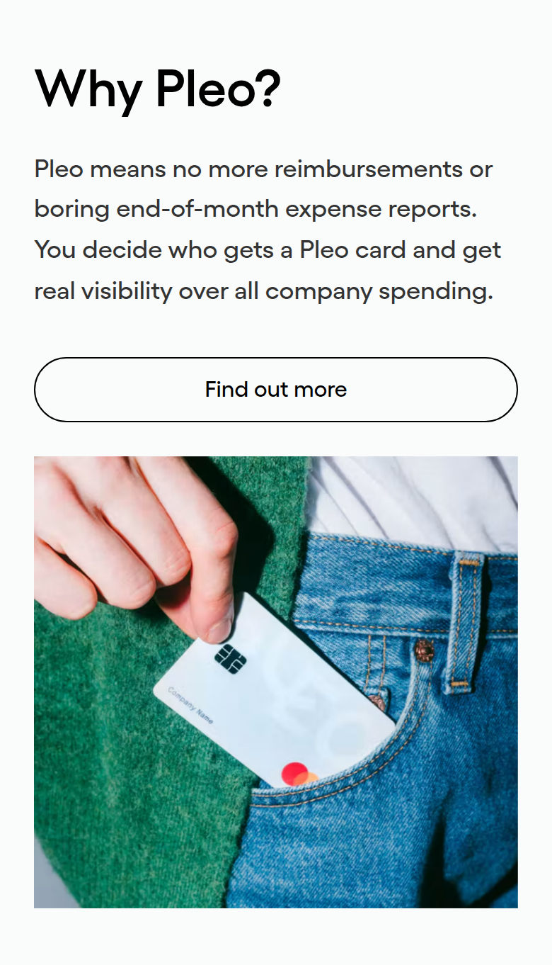 Why Pleo section from Pleo, on a phone