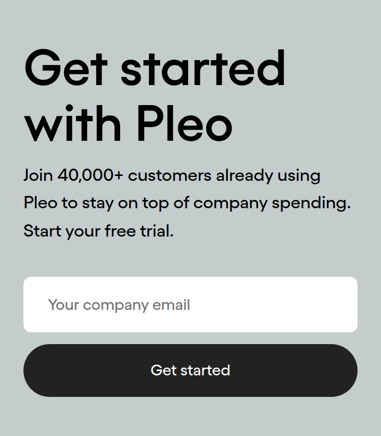 Get Started with Pleo section from Pleo, on a phone