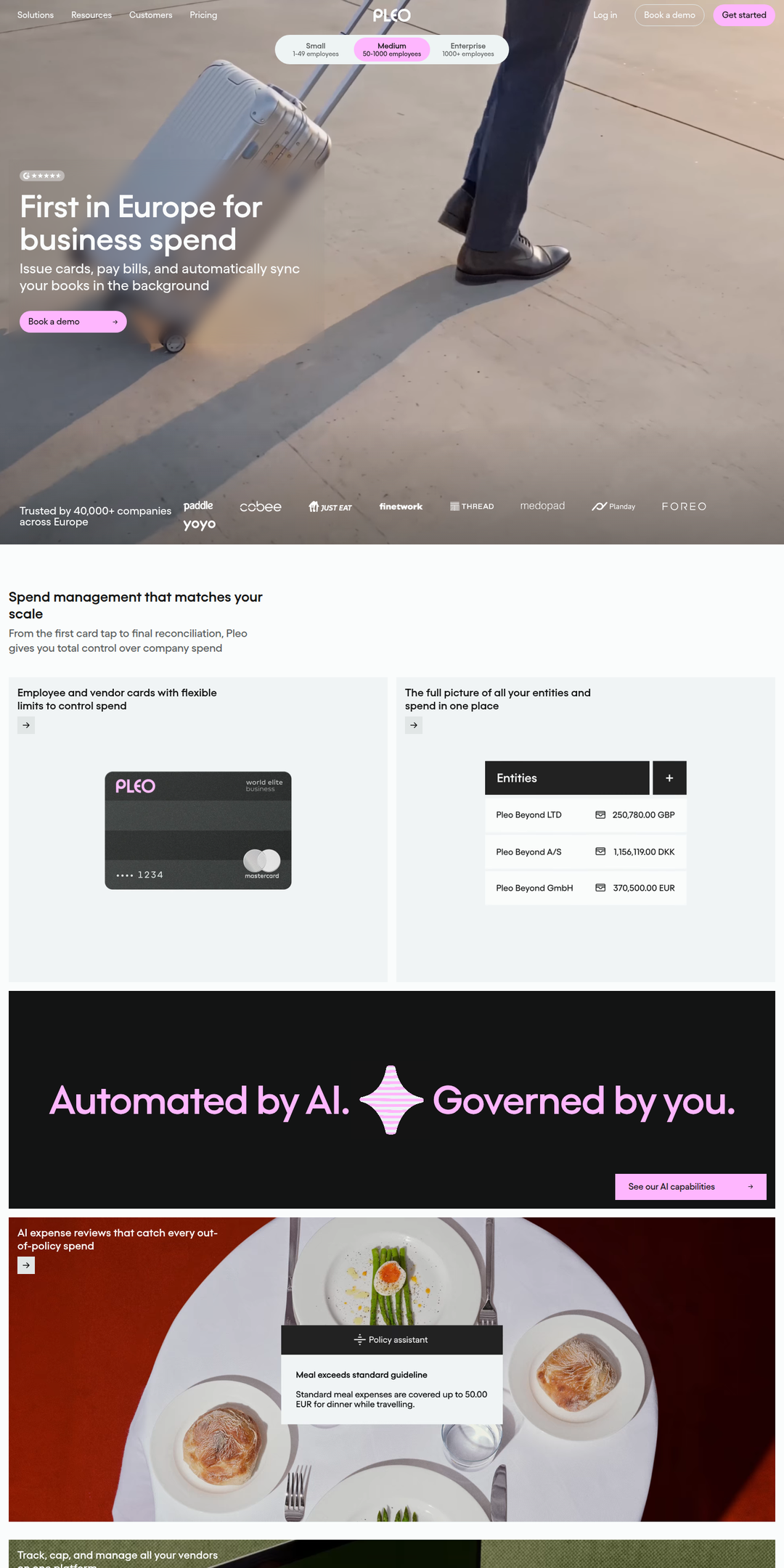 Home page of the Pleo website